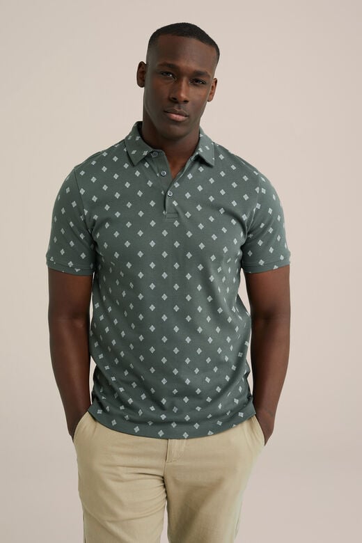 We Fashion Polo Met Dessin Groen