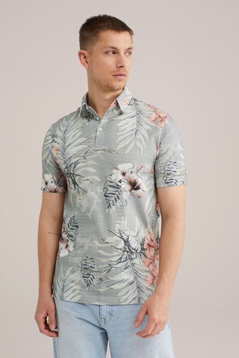 we fashion polo met dessin IJsblauw