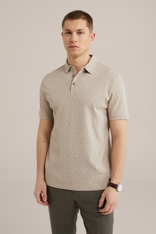 We Fashion Polo Met Dessin Lichtbruin