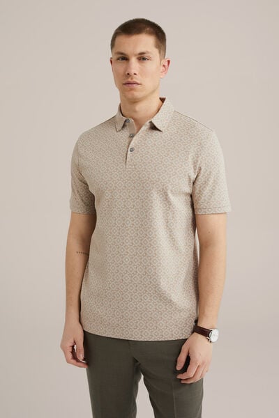 We Fashion Polo Met Dessin Lichtbruin