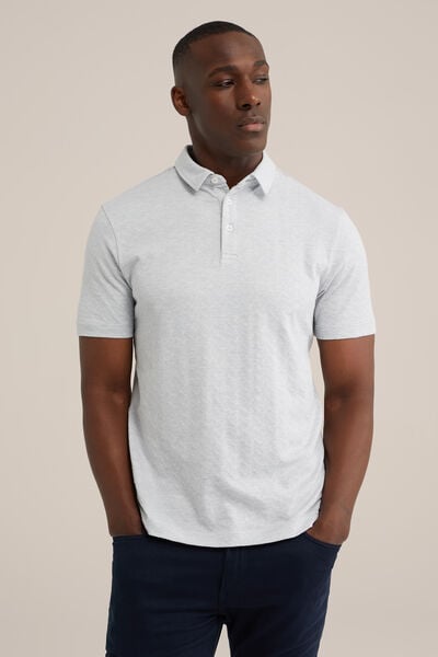 We Fashion Polo Met Jacquard-dessin Lichtblauw