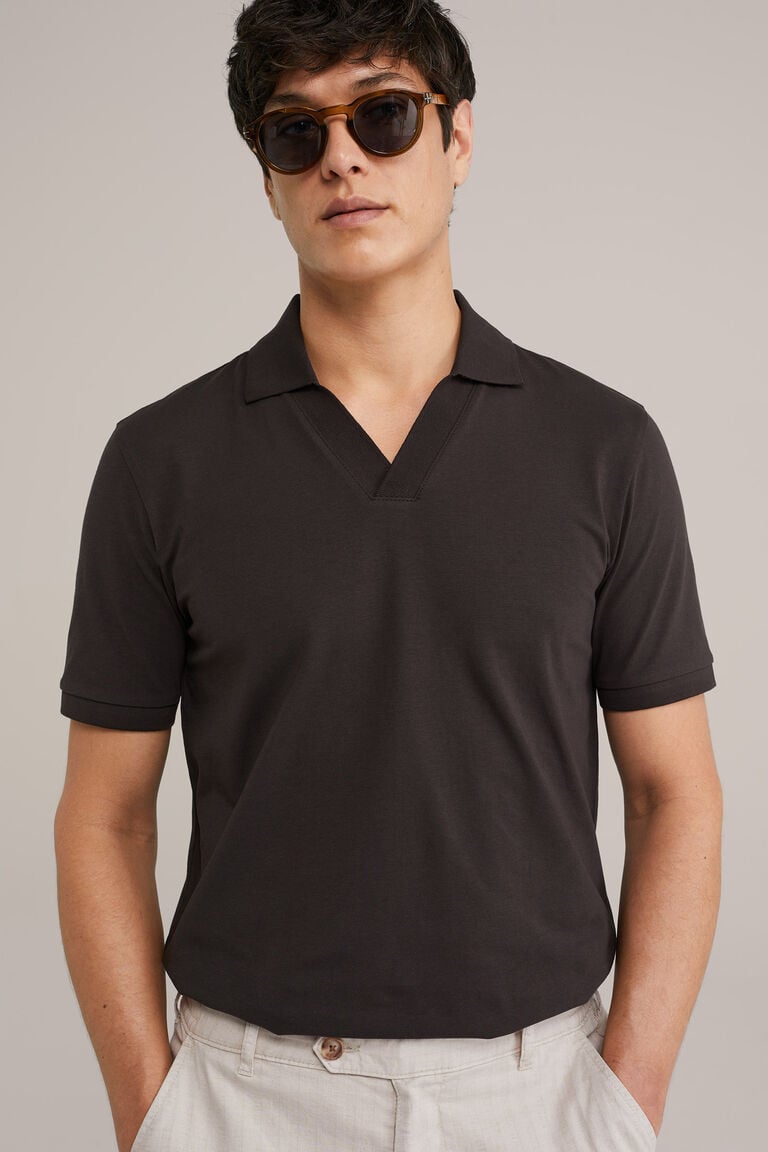 We Fashion Polo Met Kraag Donkerbruin