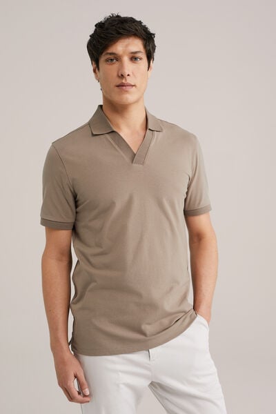 We Fashion Polo Met Kraag Lichtbruin