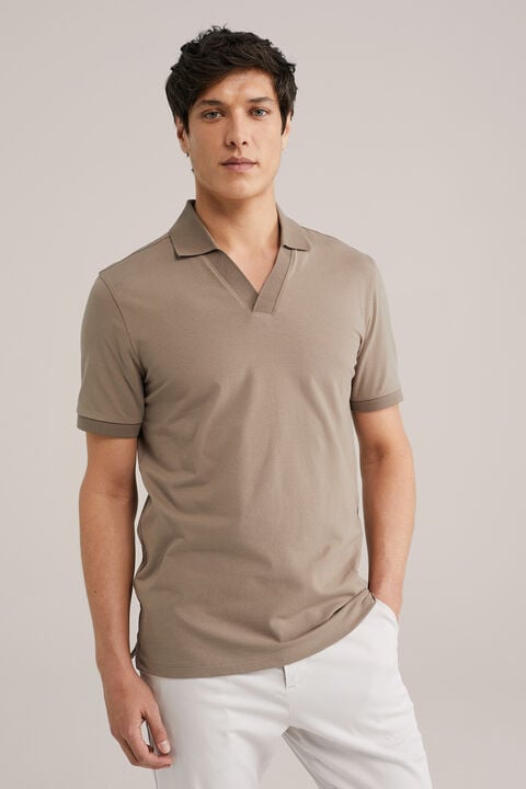 we fashion polo met kraag Lichtbruin
