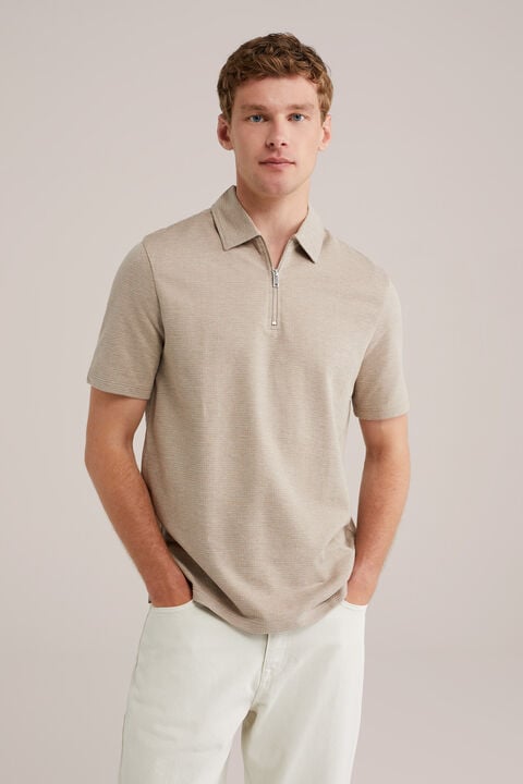 we fashion polo met rits Beige