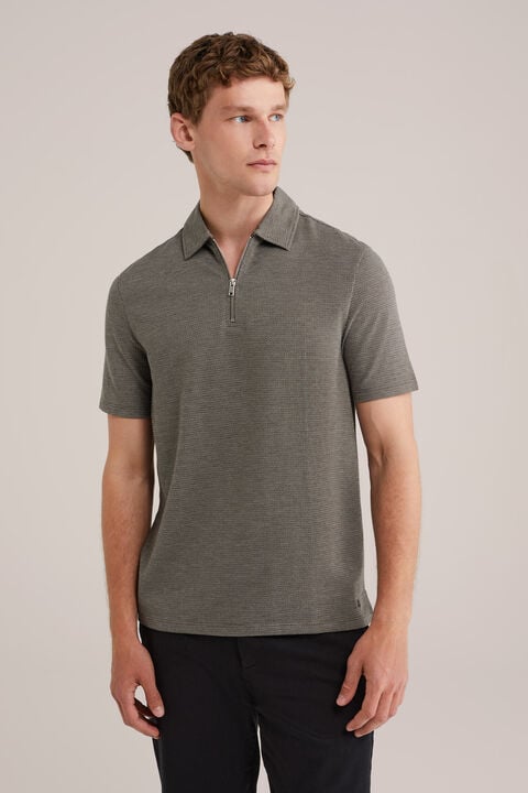 we fashion polo met rits Legergroen