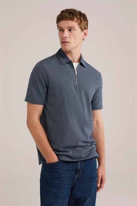 we fashion polo met rits Marineblauw