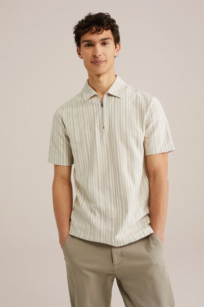 We Fashion Polo Met Rits Taupe