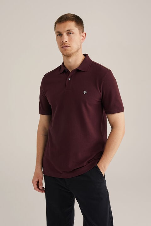 we fashion polo met structuur Aubergine