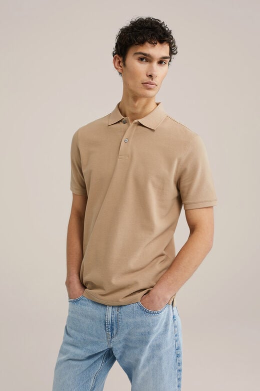 We Fashion Polo Met Structuur Beige