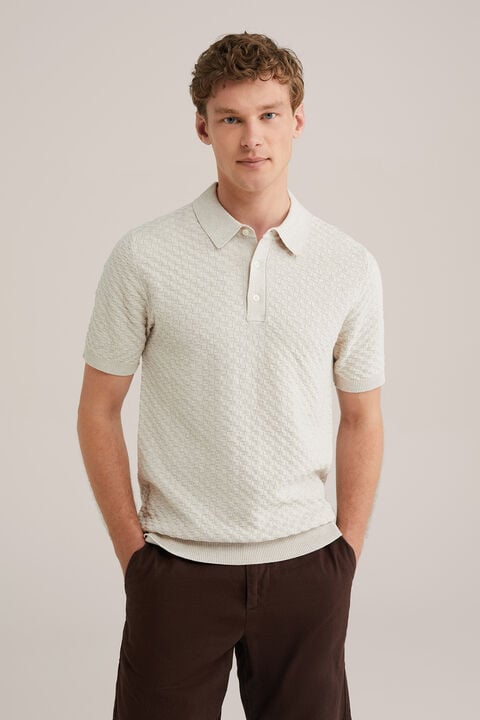 we fashion polo met structuur Beige