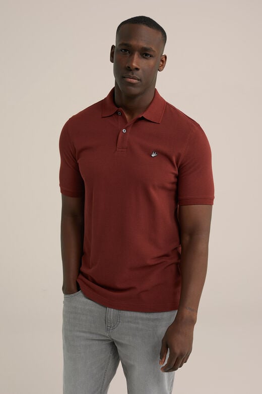 We Fashion Polo Met Structuur Bordeauxrood