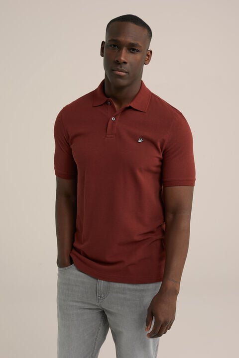 we fashion polo met structuur Bordeauxrood
