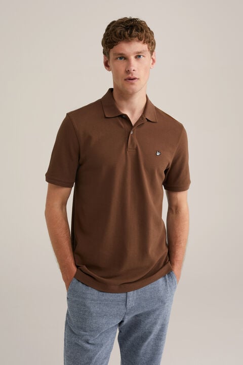 we fashion polo met structuur Bruin
