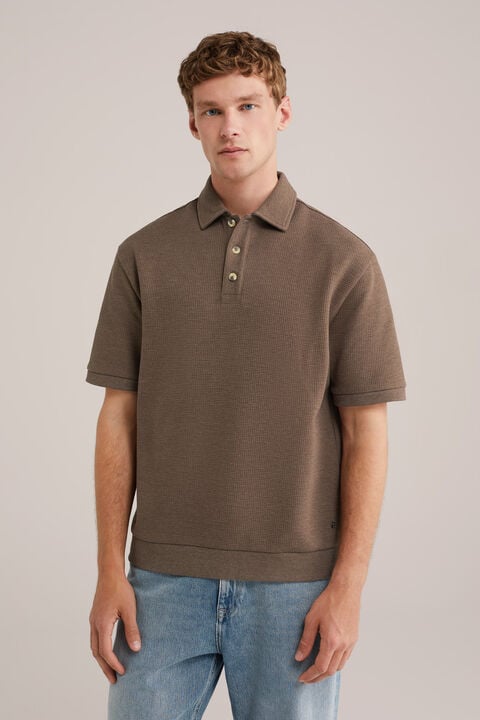 we fashion Polo met structuur Bruin