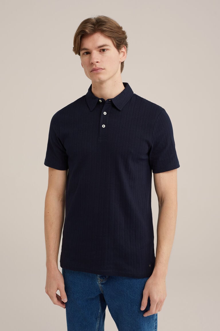 We Fashion Polo Met Structuur Donkerblauw