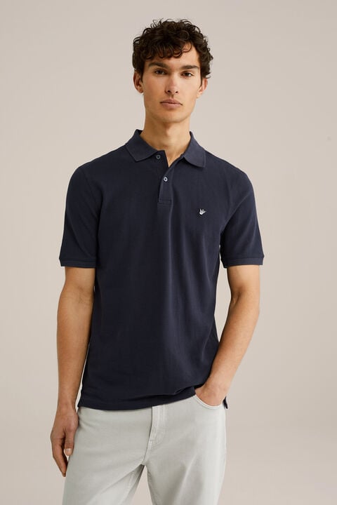 we fashion polo met structuur Donkerblauw