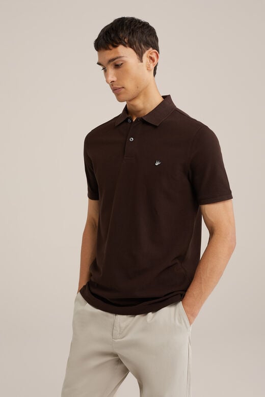 We Fashion Polo Met Structuur Donkerbruin
