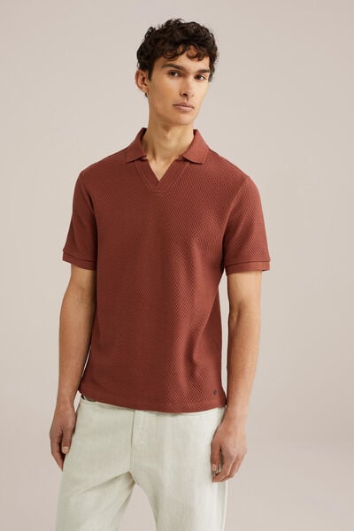 We Fashion Polo Met Structuur Donkerrood