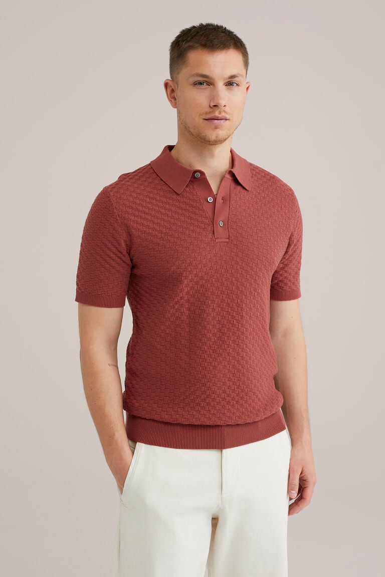 We Fashion Polo Met Structuur Donkerrood