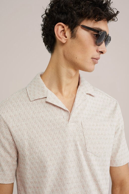 We Fashion Polo Met Structuur Ecru