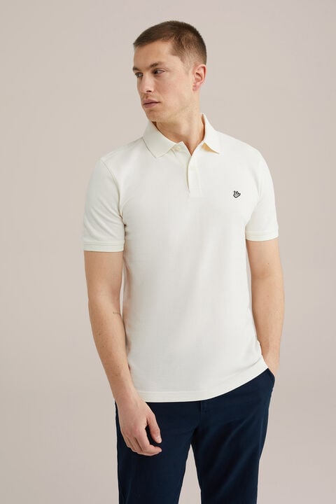 we fashion polo met structuur Gebroken wit
