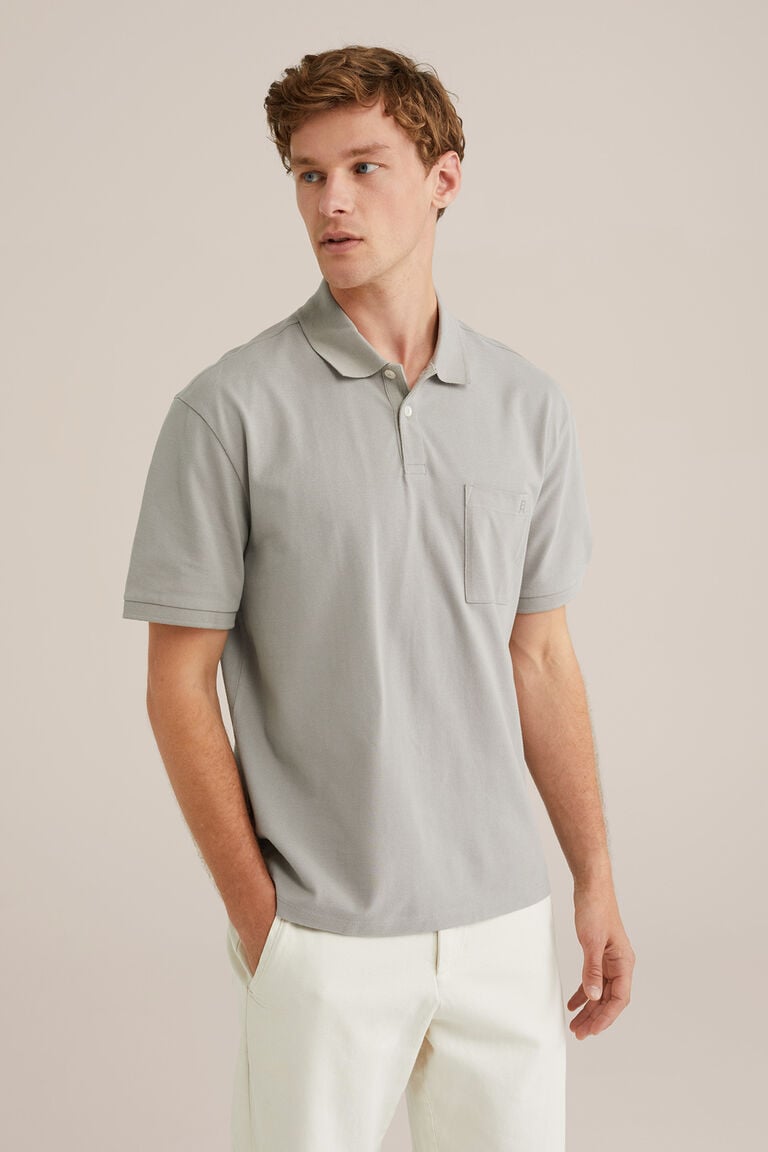 We Fashion Polo Met Structuur Grijs