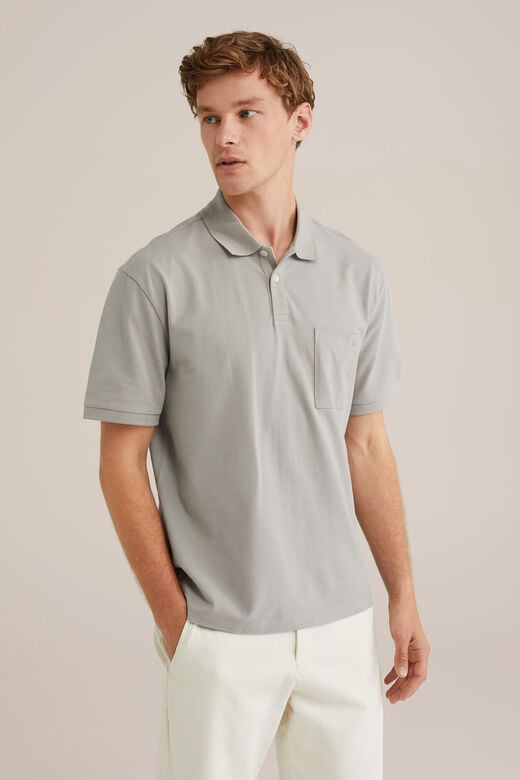 We Fashion Polo Met Structuur Grijs