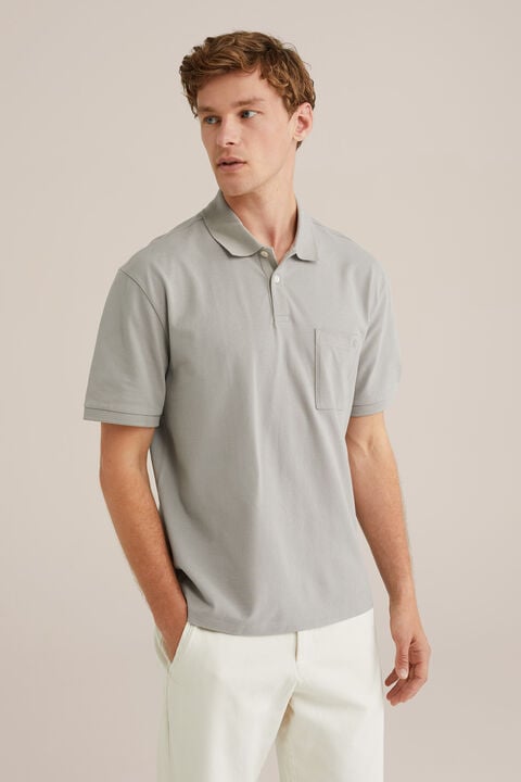 we fashion polo met structuur Grijs