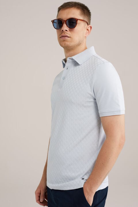 we fashion polo met structuur Grijsblauw
