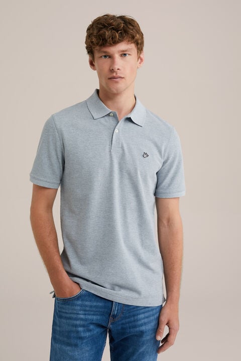 we fashion polo met structuur Grijsblauw