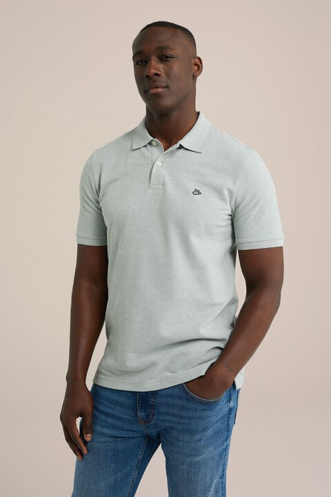 we fashion polo met structuur Grijsgroen