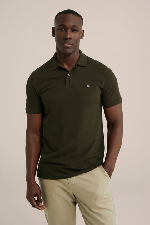 we fashion polo met structuur Grijsgroen