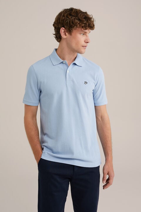 we fashion polo met structuur IJsblauw