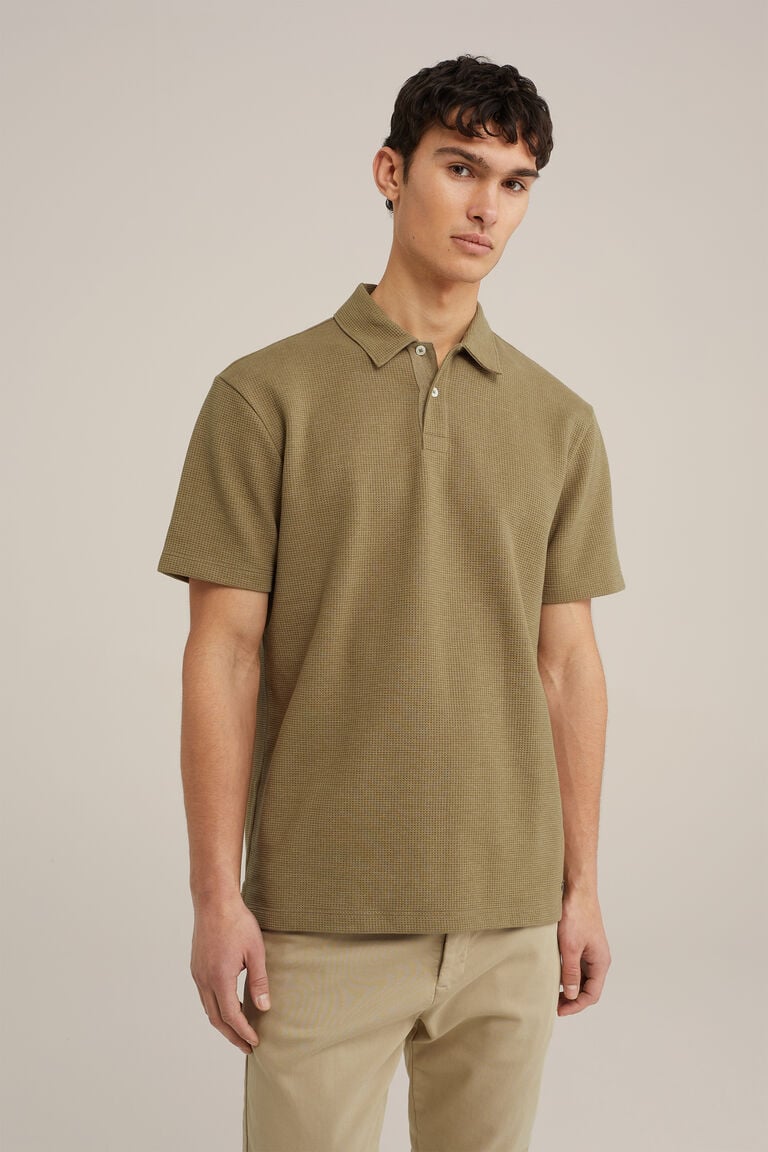 We Fashion Polo Met Structuur Legergroen