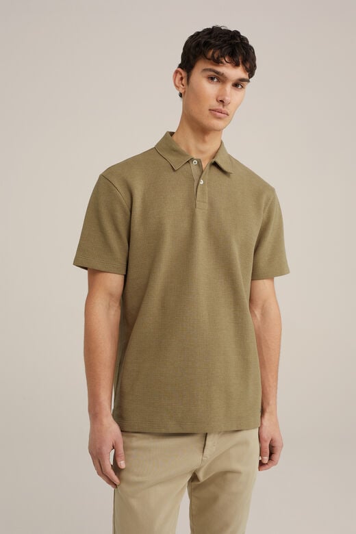 We Fashion Polo Met Structuur Legergroen