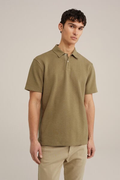 We Fashion Polo Met Structuur Legergroen