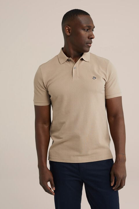 we fashion polo met structuur Lichtbruin