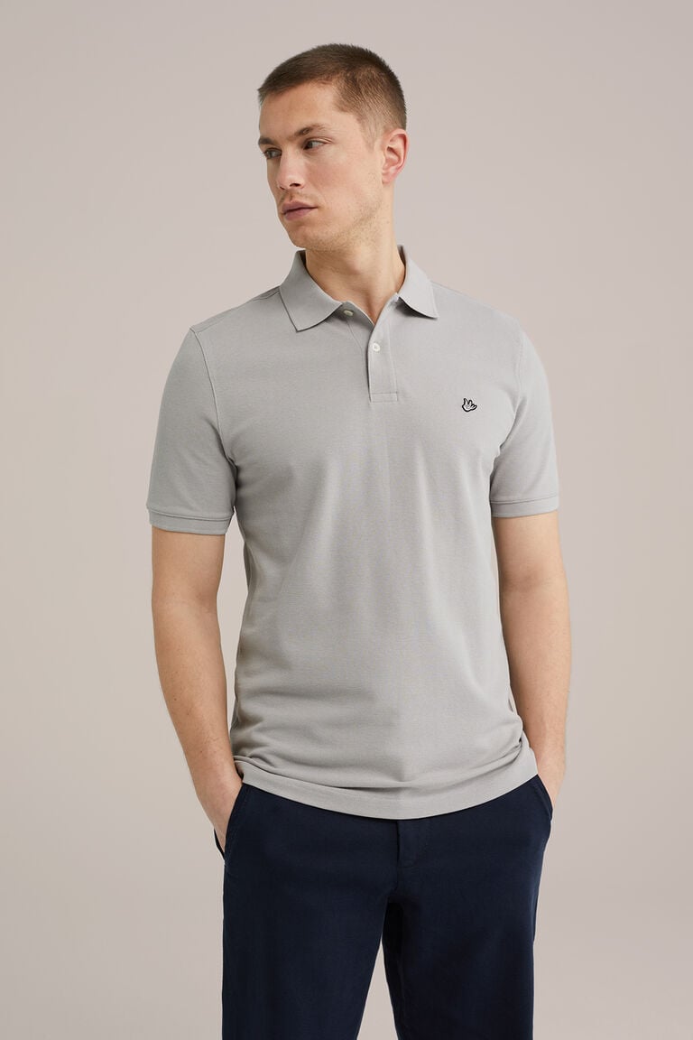 We Fashion Polo Met Structuur Lichtgrijs Gemeleerd