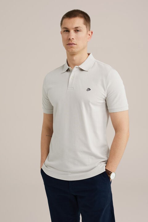 we fashion polo met structuur Lichtgrijs