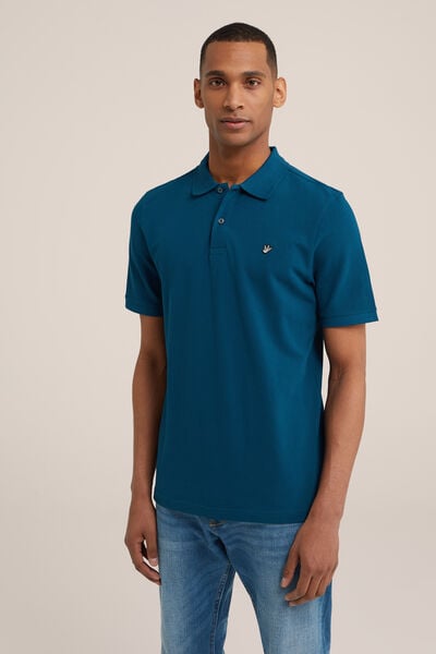 We Fashion Polo Met Structuur Marineblauw