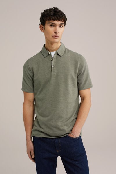 We Fashion Polo Met Structuur Olijfgroen