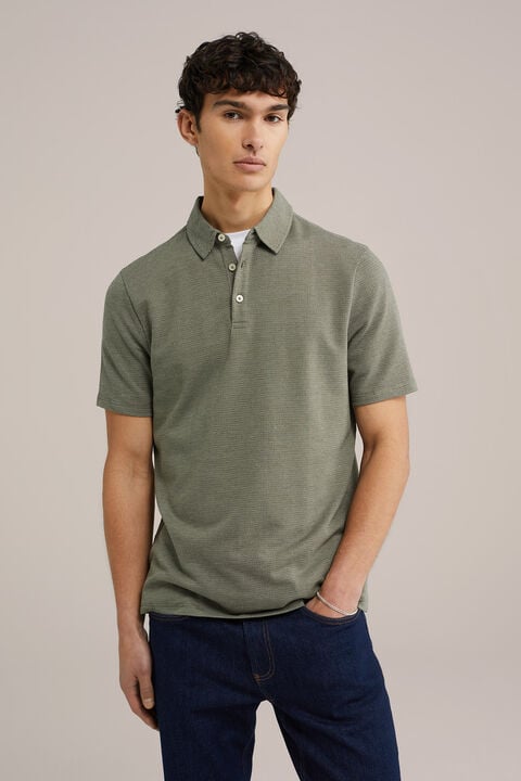 we fashion polo met structuur Olijfgroen