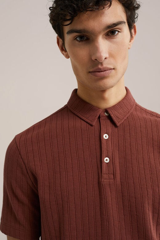 We Fashion Polo Met Structuur Roestbruin