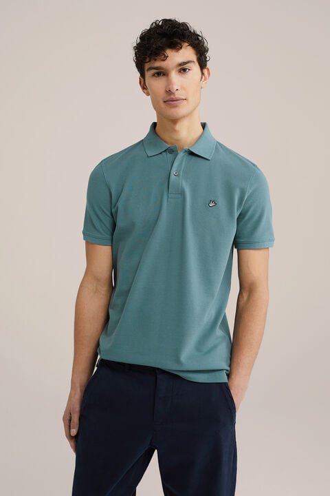 we fashion polo met structuur Turkoois
