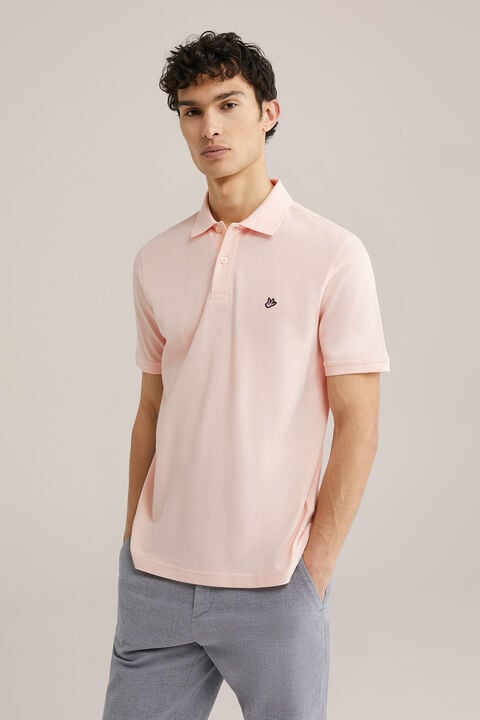 we fashion polo met structuur Zalmroze