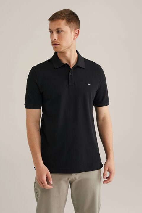 we fashion polo met structuur Zwart