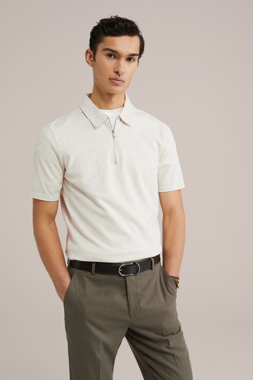We Fashion Polo Shirt Met Rits Beige