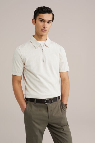 We Fashion Polo Shirt Met Rits Beige