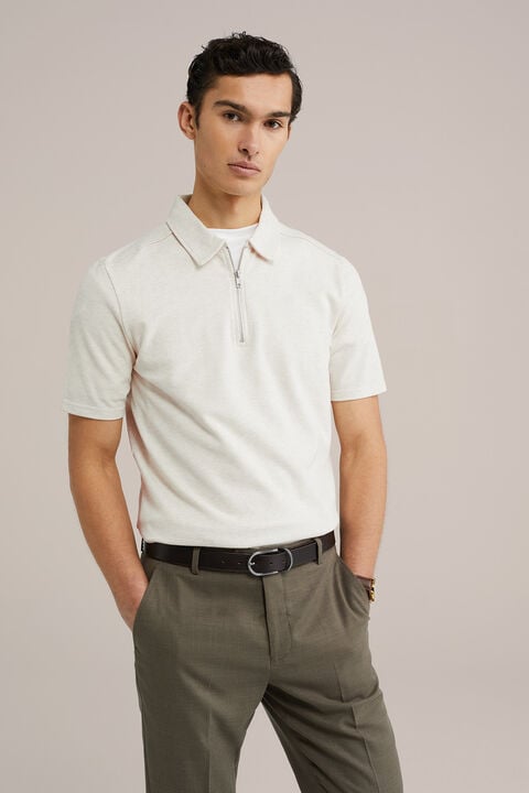 We Fashion Polo Shirt Met Rits Beige